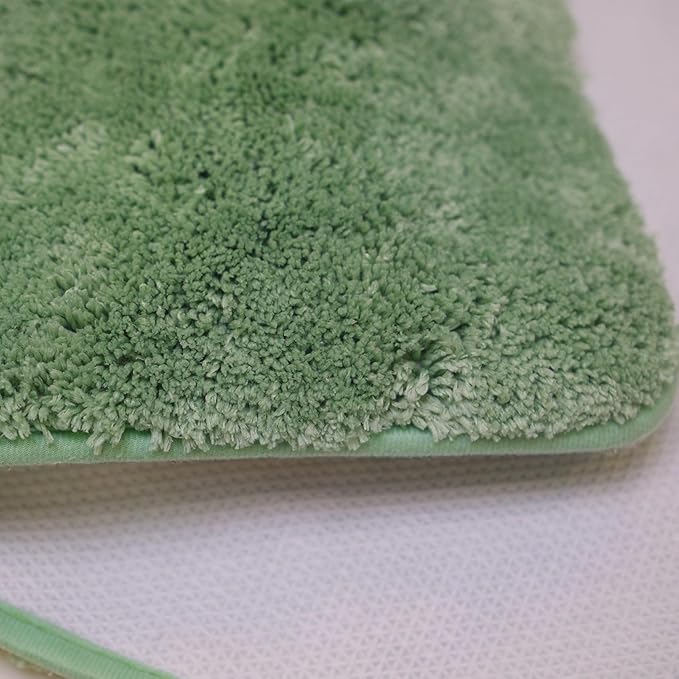 2 Piece Bathroom Rugs and Mats Sets, Soft Bath Mats for Bathroom with Non-Slip Backing, Machine Washable Microfiber Absorbent Bath Rugs (Green, 16''x24'' Plus 20''x32'')