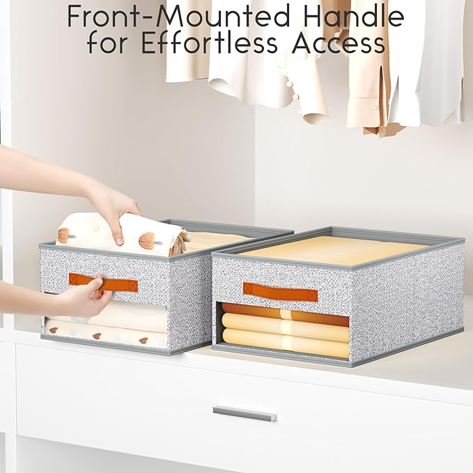 Closet Organizers and Storage - 6 Pack Storage Bins Baskets for Organization Foldable Closet Organizer with Clear Window & Handles for Clothes, Toys, Towels, Small Essential (Ant Light Gray)