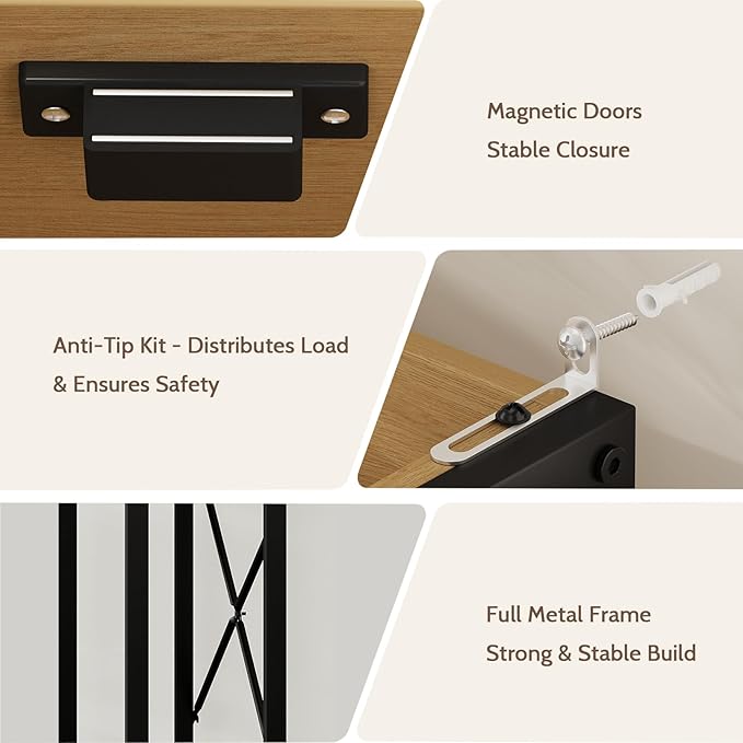Over The Toilet Storage Cabinet with Rattan Doors, Bathroom Organizer with Adjustable Shelf, Metal Frame & Anti-Tip Device, Space-Saving Wood Cabinet for Bathrooms, Laundry Room, Natural
