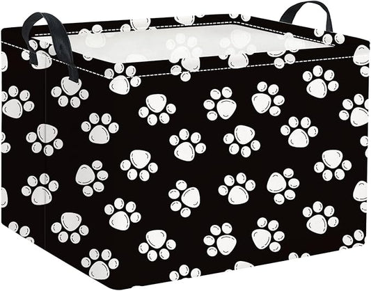 HIYAGON Rectangular Dog Basket Kids Baby Nursery Storage Basket for Boys Football Room Decor Cute Toy Storage Organizer Bins Bedroom(Dog Paws)