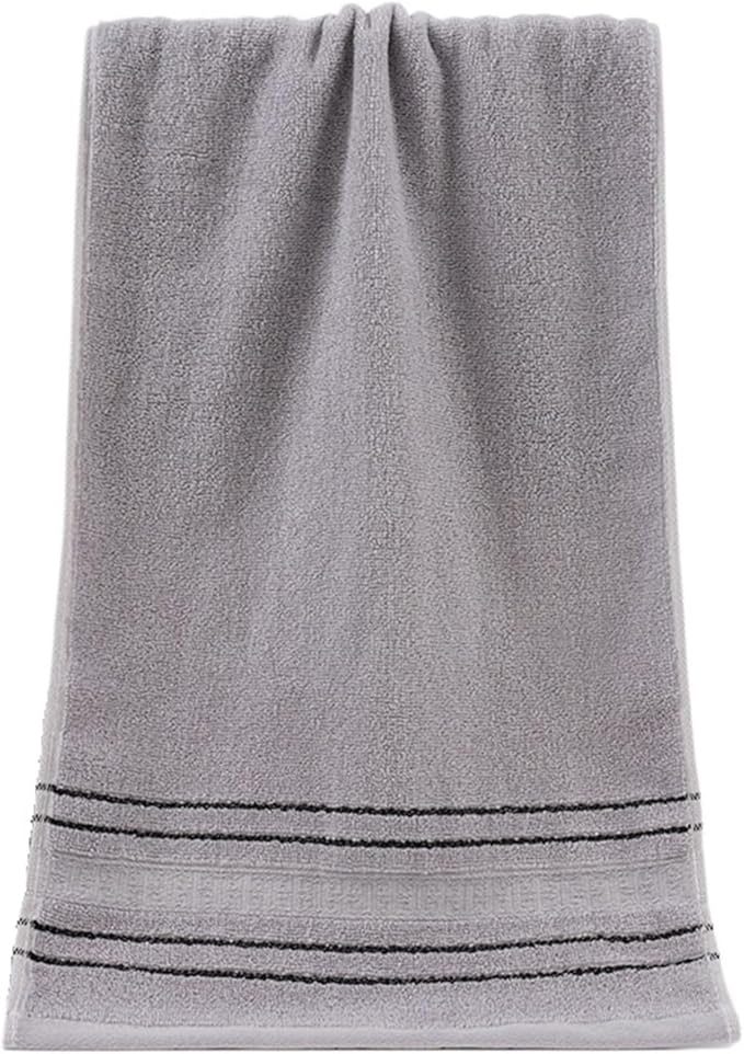 3 Pack Jacquard Cotton Towels, 32-Ply Soft Bath & Face Towels, 34x74 Inches(Grey)