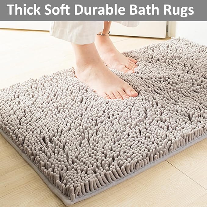 3 Piece Bathroom Rug Set Non Slip 3 Piece Bath Rug Set Ultra Soft Bath Rug,Absorbent Shaggy Bath Mat,Perfect Plush Bathroom Mats Sets with U-Shaped Toilet Mat