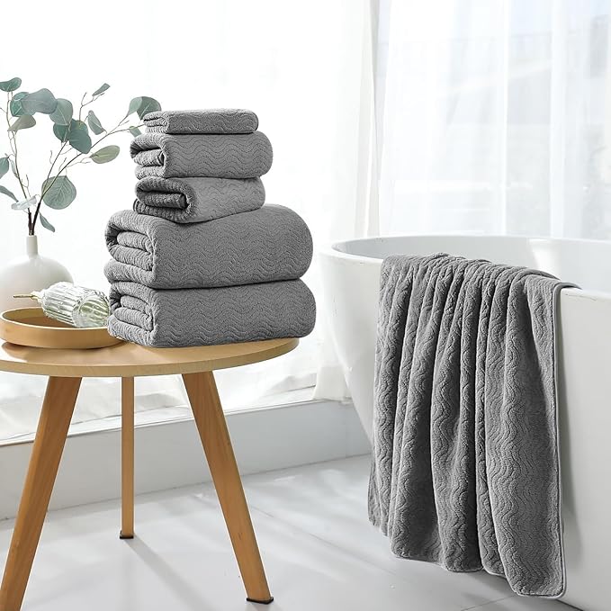 4 Piece Extra Large Bath Towel 35"x70" Oversized Bath Sheet Grey Bath Towel Set for Bathroom Ultra Soft Cozy Highly Absorbent Quick Dry Bathroom Towel for Spa Gym Hotel,Shower Towel for Daily Use