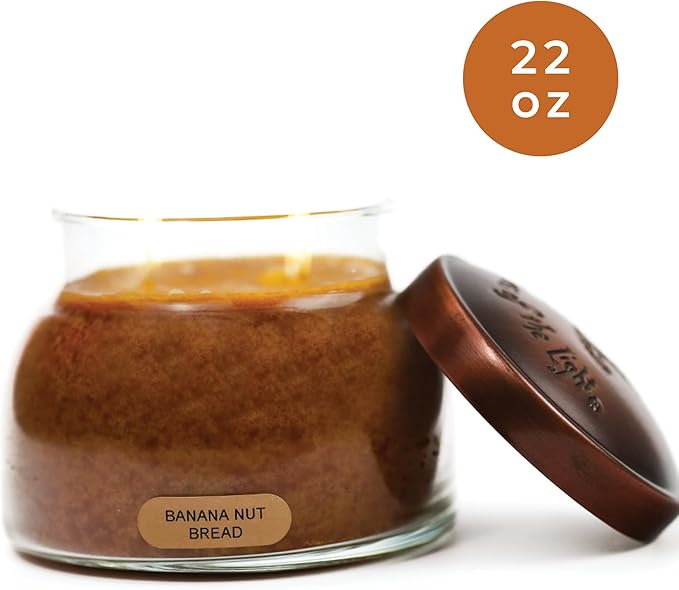 A Cheerful Giver - Banana Nut Bread Mama Scented Glass Jar Candle (22oz) with Lid & True to Life Fragrance Made in USA