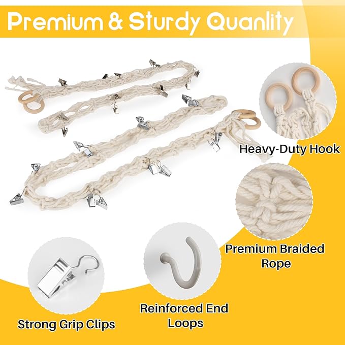2PCS Hanging Stuffed Animals Storage Chain - Stuffed Animal Chain Organizer with 40 Metal Clips,80 Inch Display Holder Chain for Wall or Corner Decor,Hanging Hats,Socks,Holiday Cards