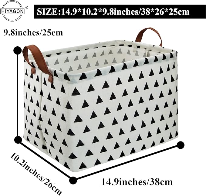 HIYAGON Rectangular Storage Box Basket for Baby, Kids or Pets - Fabric Collapsible Storage Bin for Organizing Toys,Nursery Basket,Clothing,Books, Gift Baskets (triangle)