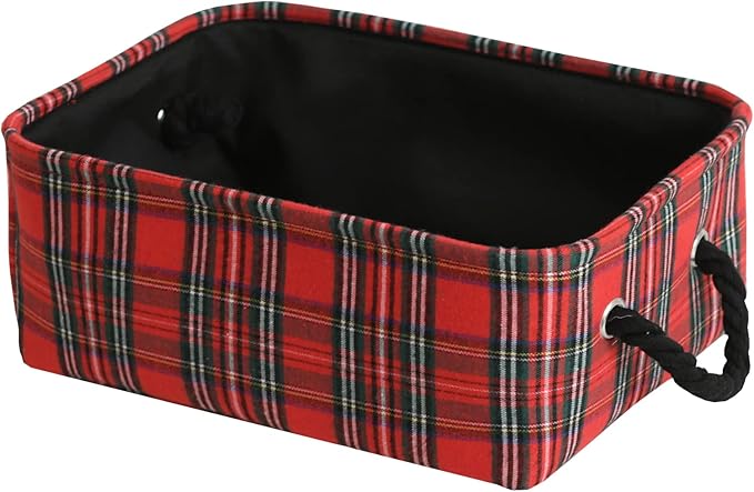 INough Christmas Baskets for Gifts Empty Red Gift Bag Low Basket Holiday Gift Baskets Empty Striped Toy Bins Ornaments Storage Organizer for Baby Room, Kids Nursery, Home Holiday Decor
