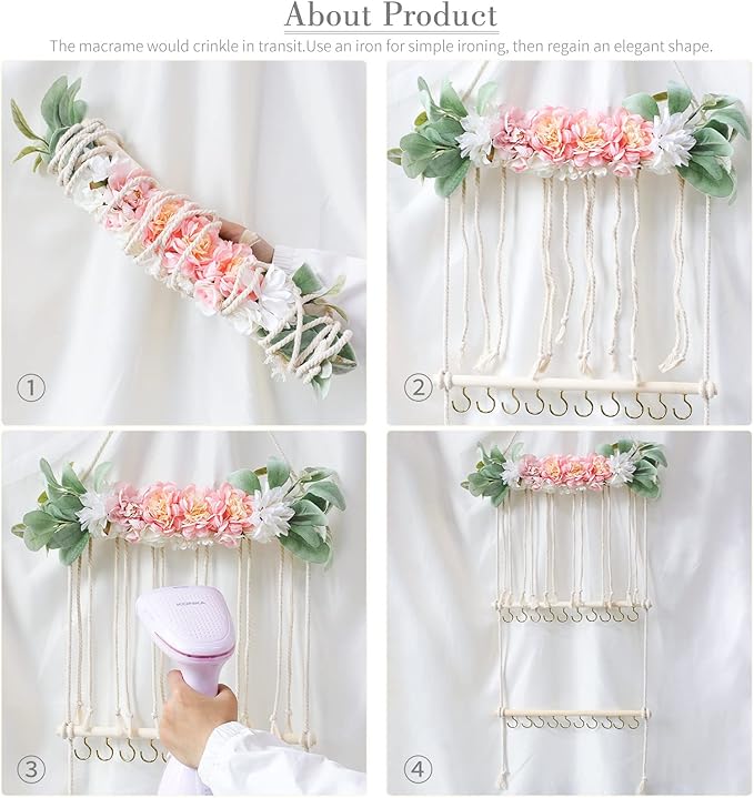 POVETIRE Headband Holder Hair Bows Organizer for Girls, Hair Accessories Display Storage Wall Hanging Decor for Baby Nursery Toddler Girls Room