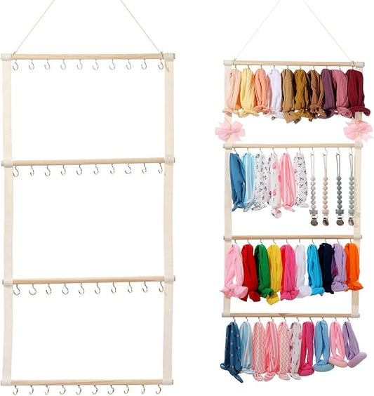 YOcity Baby Headband Organizer for Girl Bow Holder Hair Bow Organizer for Girls Hair Bows Baby Headband Holder for Girls Baby Hair Accessories Storage Wall Hanging Decor(Beige)