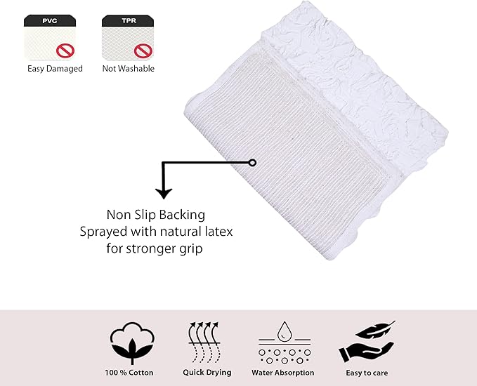 Home Weavers Bell Flower Collection 100% Cotton Tufted Bath Rugs, Extra Soft and Absorbent Bath Rugs, Non-Slip Bath Mats, Machine Washable, Bath Mats for Bathroom Floor and Tub, 25"x25" Heart, White