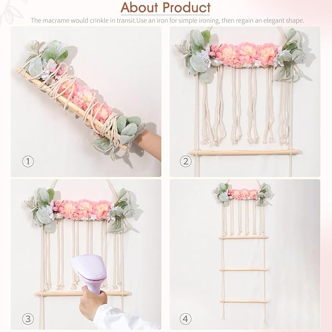 POVETIRE Headband Holder Hair Bows Organizer for Girls, Hair Accessories Display Storage Wall Hanging Decor for Baby Nursery Toddler Girls Room