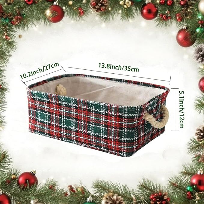 INough Christmas Baskets for Gifts Empty Red Christmas Gift Basket with Handles Christmas Bags Red Basket for Gifts Empty Collapsible Christmas Storage Bins for Baby/Living Room