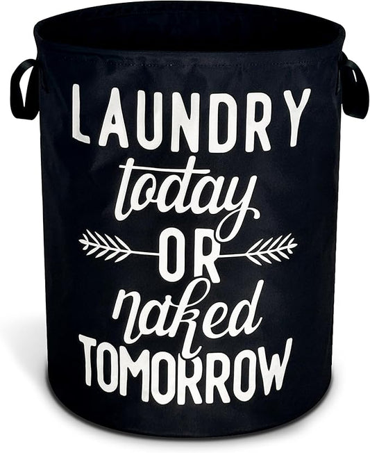 Wash Today Laundry Basket Foldable Oxford Cloth Funny Tote Bag Laundry Hamper Clothes Storage Bucket Organizer For Bathroom/Laundry Storage/Bedroom Storage Basket 17.7x13.7 Inch