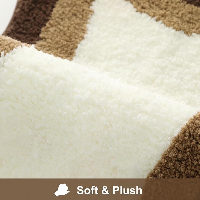 HAOCOO Brown Long Bathroom Rug Runner, Microfiber Absorbent Boho Bath Mats for Bathroom Non-Slip, Washable Soft Plush Shower Mats for Sink Shower Tub