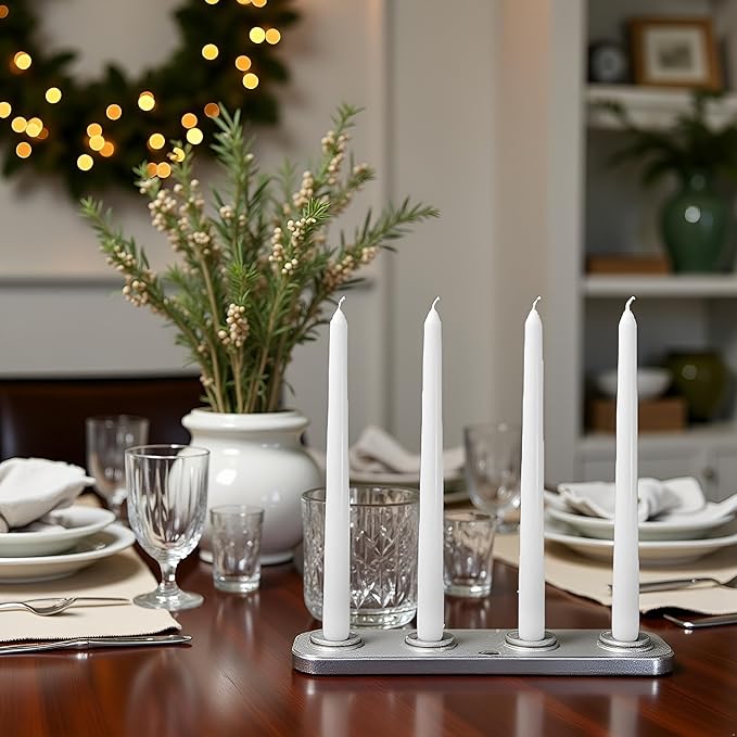 12 Pack White Taper Candles丨Taper Candles 10 Inch Dripless丨Unscented & Smokeless Candlesticks Bulk丨7-8 Hours Long Burning Tall Candles丨Ideal for Christmas Weddings Parties Dinner