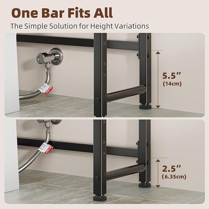 Over The Toilet Storage Rack, 4 Tier Bathroom Shelf Organizer Over Toilet with Adjustable Feet, Basket, Hooks, Paper Holder, Quick Interlock Install & Water-Resistant Shelves (Vintage Brown)