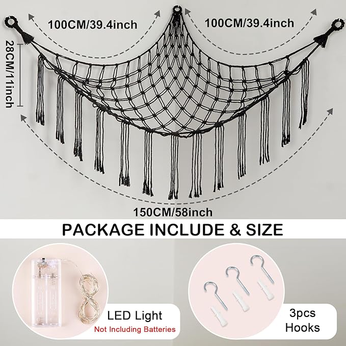 Unicorn Castle Stuffed Animals Hammock Net Toy Storage Organizer, Stuffed Animals Storage Toy Holder Boho Macrame Hanging for Nursery Room Decor