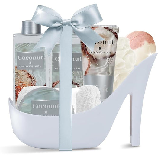Spa Luxetique Valentines Day Gifts for Women High Heel Gift Set for Women 8pcs Spa Gifts for Womens Tropical Coconut Escape Birthday Gifts for Womens Wife Girlfriend Friend