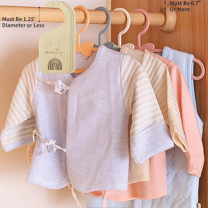 Baby Closet Dividers,Baby Clothes Dividers for Closet,Nursery Decor Storage Hangers Organizer,Sided Organizer for Newborn to 24 Months Clothes Wooden Nursery Decor Hanger Organize Room (Rainbow)