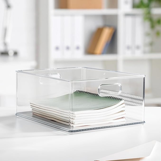 iDesign Recycled Plastic Stackable Storage Bin with Handles - Clear