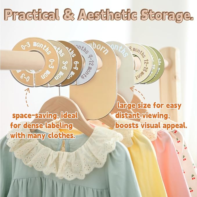 16PCS Baby Closet Dividers, Baby Clothes Organizer for Closet, Nursery Decor Hanger Dividers from Newborn to 24+ Months, Easily Organizing Little Baby Girls or Boys Room