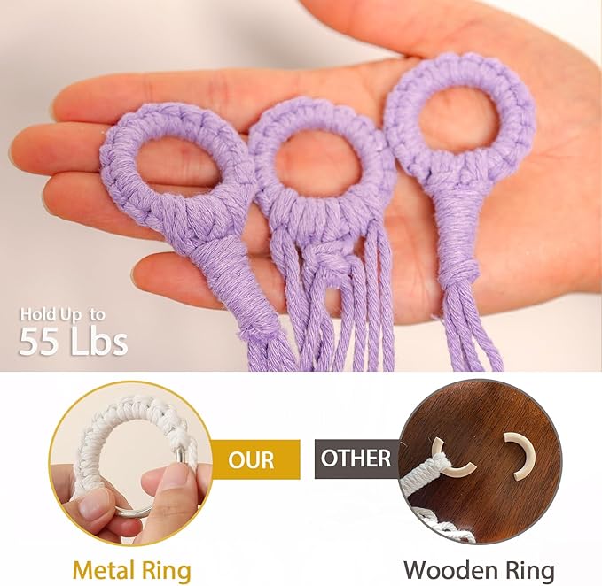 Stuffed Animals Hammock Corner Hanging Net for Macrame Stuffed Animal Storage Plush Toy Holder Toy Organizer for Boho Nursery Playroom Bedroom (purple, Large)
