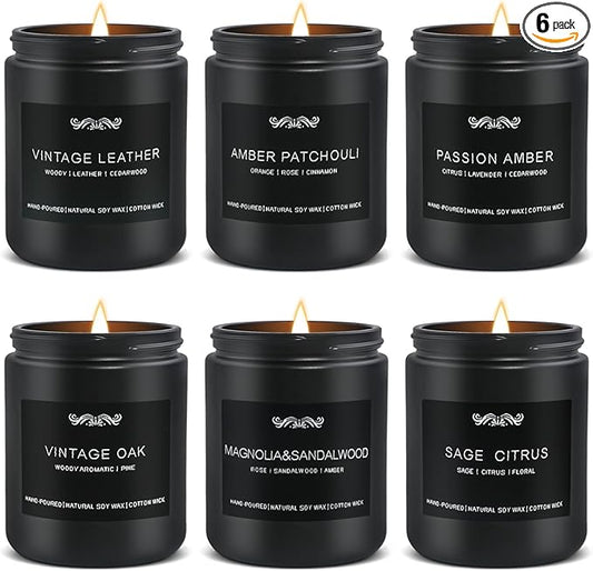 6 Pack Candles for Home Scented Aromatherapy Candles Gifts Set for Mens, Men Candle Set, 42 oz 300 Hour Long Lasting Candles Gifts for Men Birthday, Christmas