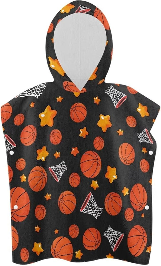 Basketball Stars Kids Hooded Beach Bath Towel Soft Towel Highly Absorbent Perfect Baby Bath Shower Decoration for Baby Boy Girl Bathroom Beach Swim Supplies
