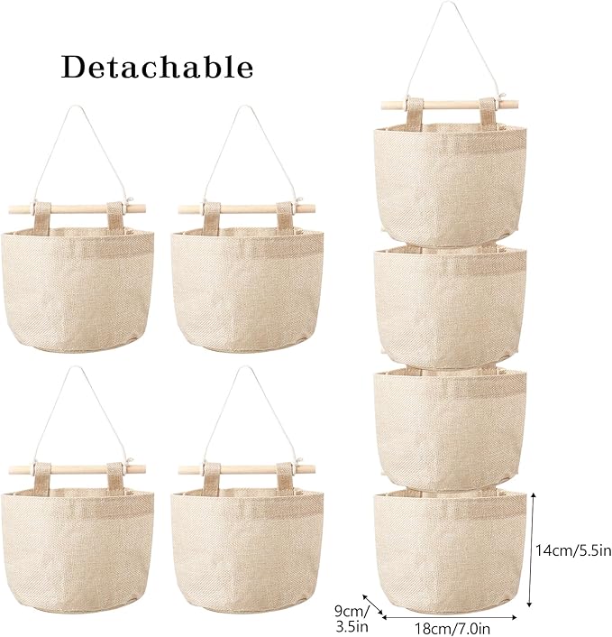 Klmnop Fish Extender with 4 Removable Pockets, Cotton Linen Hanging Organizer, Hanging Storage Bag for Cruise Travel Exchange Gifts(Khaki)