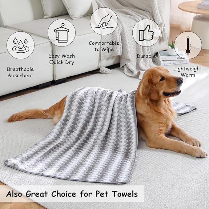 12 Pcs Light Gray Diamond Towel Set-4 Bath Towels,4 Hand Towels,4 Washcloths Soft Polyester Towels with Loop Absorbent Shower Towel Quick Dry Beach Chair Towel Family Towels for Bathroom Spa Gym Pool