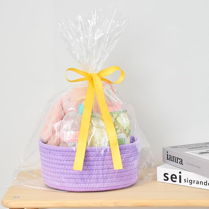 ABenkle 2 Pack Small Baskets, Cotton Rope Woven Basket, Cute Mini Tiny Storage Baskets, Decorative Boho Basket for Nursery Living Room Bedroom Shelf, Empty Gift Basket