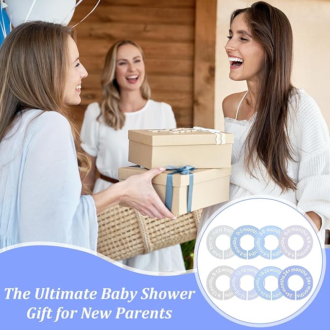 Baby Closet Size Dividers for Clothes 0-24 Months, 8 Pack Small Round Closet Divider Double-Sided Design Fits Most Rods, Blue Nursery Clothing Organizer & Wardrobe Decor