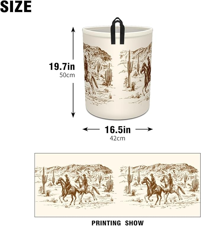 West Cowboy Baby Laundry Hamper,kids laundry Basket,Waterproof Storage Bin for Bedroom,Clothes Organizer Basket,Toys Box,Room Decor