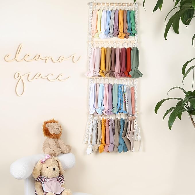 POVETIRE Headband Holder Head Bands Organizer for Girls, Baby Headbands Hair Accessories Organizer Storage Wall Hanging Decor for Nursery Toddler Girls Room