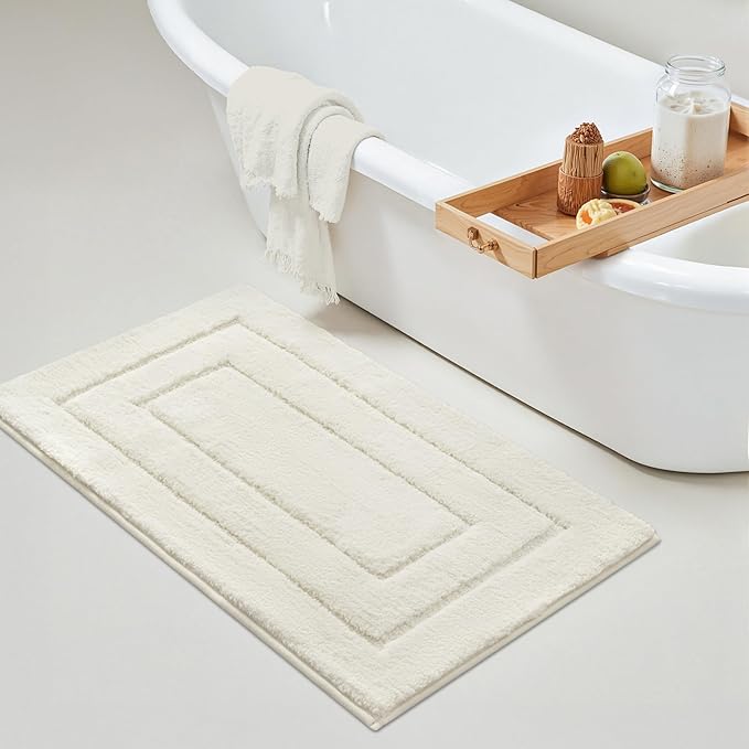 GRANNY SAYS Bathroom Rugs Non Slip, 24" x 36", Bath Rugs for Bathroom Washable, Bath Mats for Floor, Microfiber Bath Mat for Tub, Absorbent Bath Rugs for Shower Room, Ivory