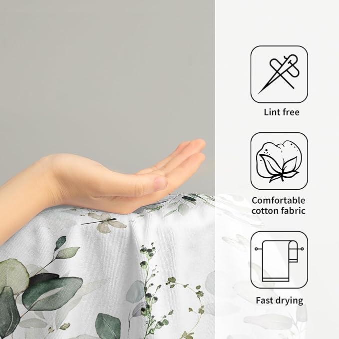 Green Eucalyptus Leaves Hand Towels Spring Sage Green Botanical Fingertip Towel Set of 2 Watercolor Plant Butterfly Dragonfly Kitchen Dish Towels Decorative Bathroom Towels for Bath Guest Gym Spa