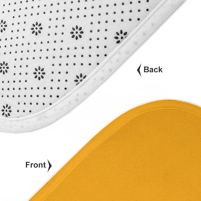 3 Pieces Bath Rug Sets, Orange Trend Color Bathroom Mat Set Non Slip U Shaped Contour Rug & Toilet Lid Cover