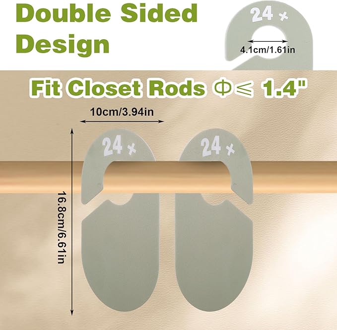 8 Sizes Baby Closet Dividers, Double-Sided Nursery Closet Organizer, Clothes Hanger Dividers Wardrobe Size Markers from Newborn to 24 Months