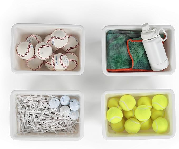 Humble Crew Toy Storage Bins for Kids, Set of 4, White, Small - Sturdy, Colorful Plastic Storage Bins for Classroom, Playroom, Nursery, and More - Premium Toddlers Toy Organizer Bins