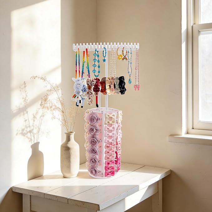 Bow Holder Bow Organizer for Girls,Baby Hair Clips Storage Stand, Rotatable Hair Accessory Organizer Rack for Baby Newborn Infant Toddler Kids (snzp-22-1)