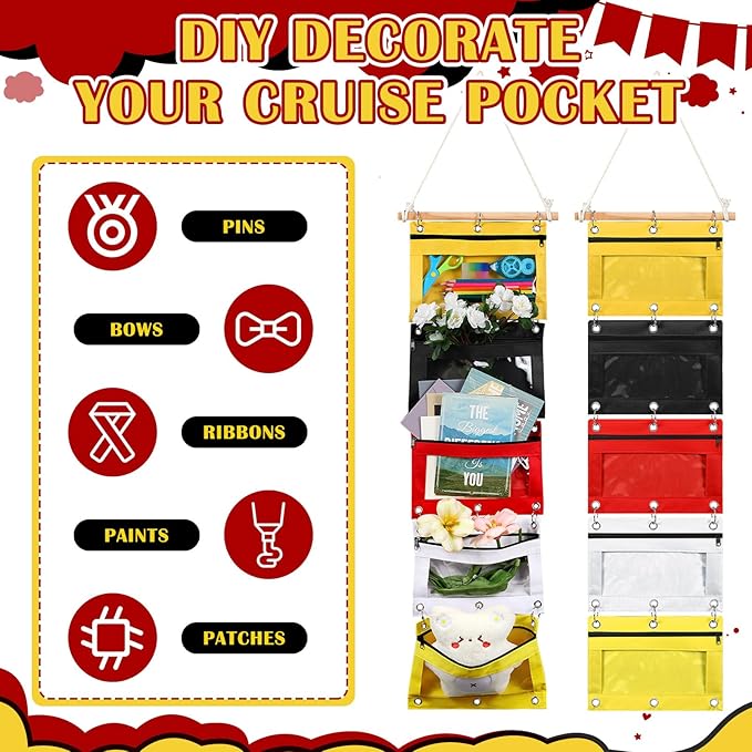 Abbylike 2 Pcs Fish Extender Hanging Pockets with 5 Pockets Cruise Gifts Hanging Bag Organizer Cruise Essentials 2026 for Door Decorations