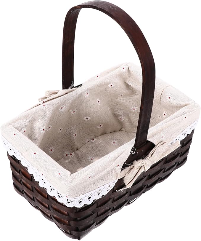 PRETYZOOM Rattan Woven Food Storage Container Rectangular Baskets Kitchen Organizer