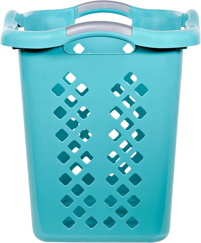 Laundry Hamper Basket with Diamond Pattern, 2 Bushel Capacity, Black, 21.6 x 17 x 18.9 inches (2, Blue)
