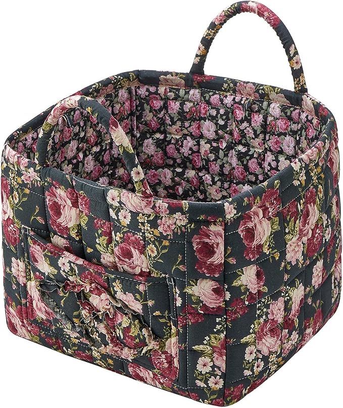 Boho Fabric Storage Basket, Large Capacity Laundry Basket, 12.2'' x 10.23'' x 10.23'' Collapsible Laundry Hamper with Easy Carry Handles (Gray, L)