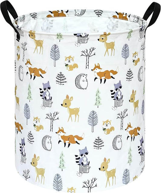 19.7 Inch Round Laundry Hamper Cute Animal Pattern Laundry Basket Fabric Storage Hamper Organization Bin, Toy Box,Gift Basket with Handles for Room