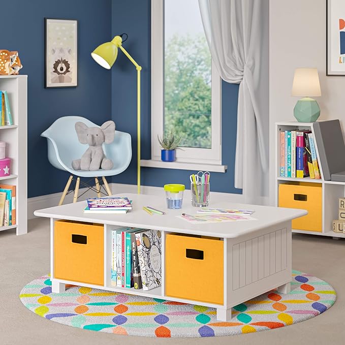 RiverRidge Folding Storage Bins with Handles Golden yellow Cube Storage Organizer for Closet, Bedroom & Playroom - Closet Organizers and Storage Set of 2