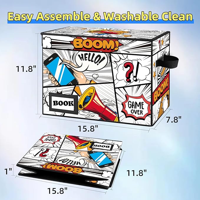 5 Pack Collection Comic Book Storage Boxes, Protector Organizer 15.8" X 7.8" X 11.8" Collapsible Short Box Holds 160-180 Comic Book Heavy Duty Bin Container Holder Shelf