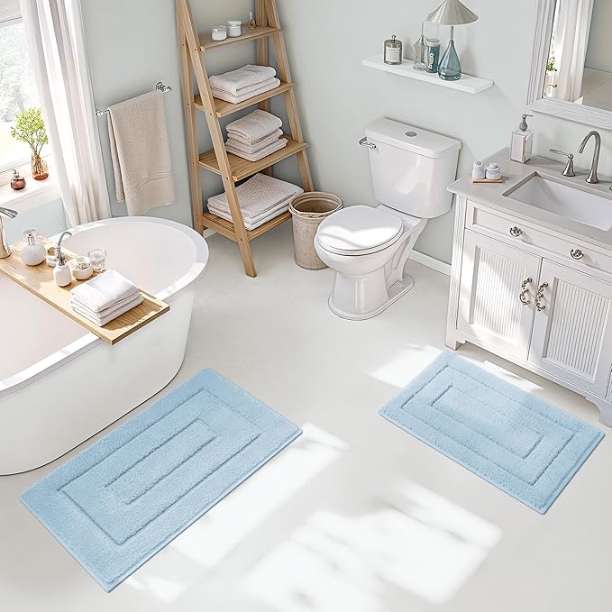 GRANNY SAYS Bathroom Rugs Sets 2 Piece,Soft Bath Mats for Bathroom, Bath Rugs Non Slip Washable, Absorbent Bath Rug for Tub,Shower and Toilet, Bath Mat Set (Ivory, 20" x 32" + 16" x 24")