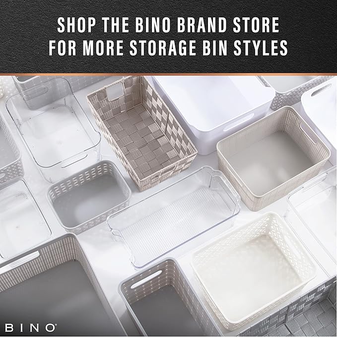 BINO l Plastic Storage Baskets, XLarge - White l THE BLOSSOM COLLECTION l Multi-Use Organizer Bin l Built-in Handles l Plastic Woven Basket for Organizing l Pantry & Home Organizing Basket
