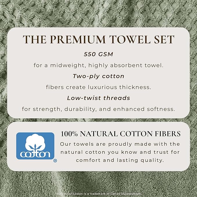 Great Bay Home Bath Towels - 100% Cotton 4 Pack 54x27 Bath Towel Set - Absorbent, Durable, Quick-Dry Towels for Bathroom (Eucalyptus)